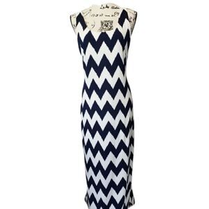 Blue & White Chevron Maxi Dress